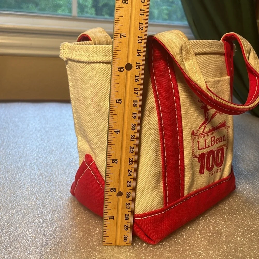 LL Bean 100 Years Anniversary Mini Boat and Tote Bag Red Canvas USA